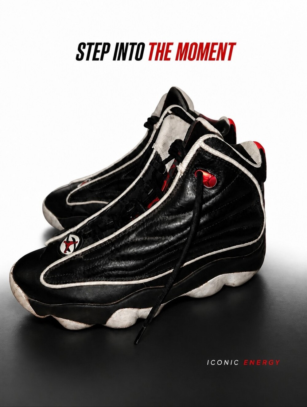 Nike Black and White Men's Athletic Sneakers with Red Accents